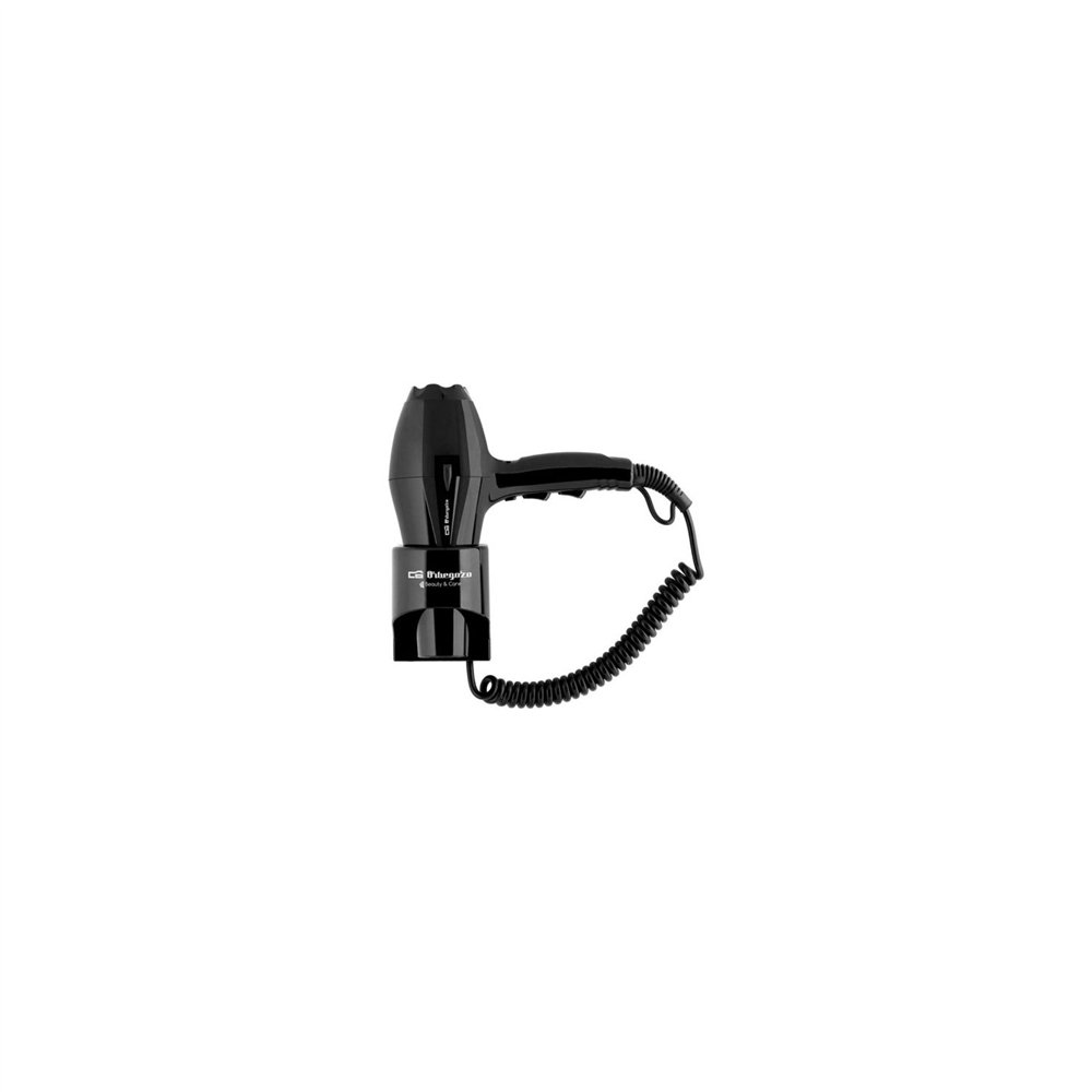 secador de hotel orbegozo seh 1850 1800 2000w 3 niveles temperatura 2 velocidades base para colgar en la pared negro 16948