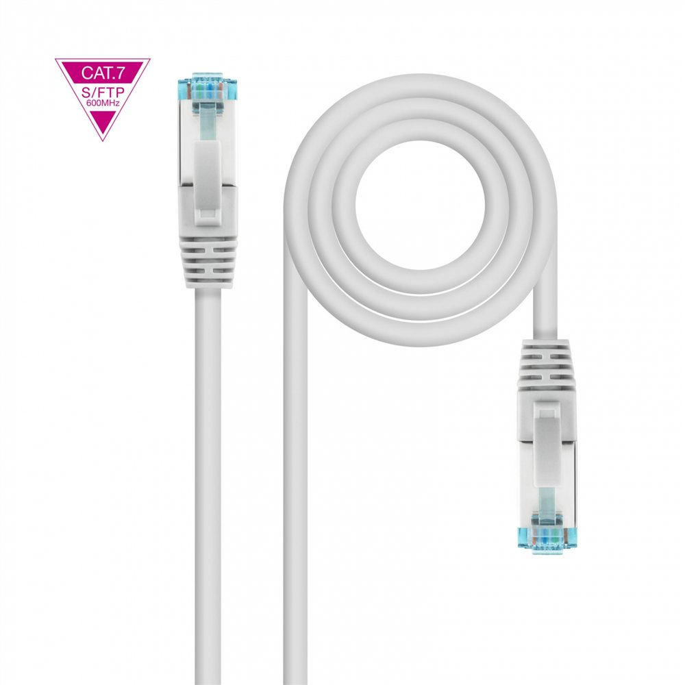 nanocable cable de red latiguillo cat.7 600mhz lszh sftp pimf awg26, gris, 25 cm