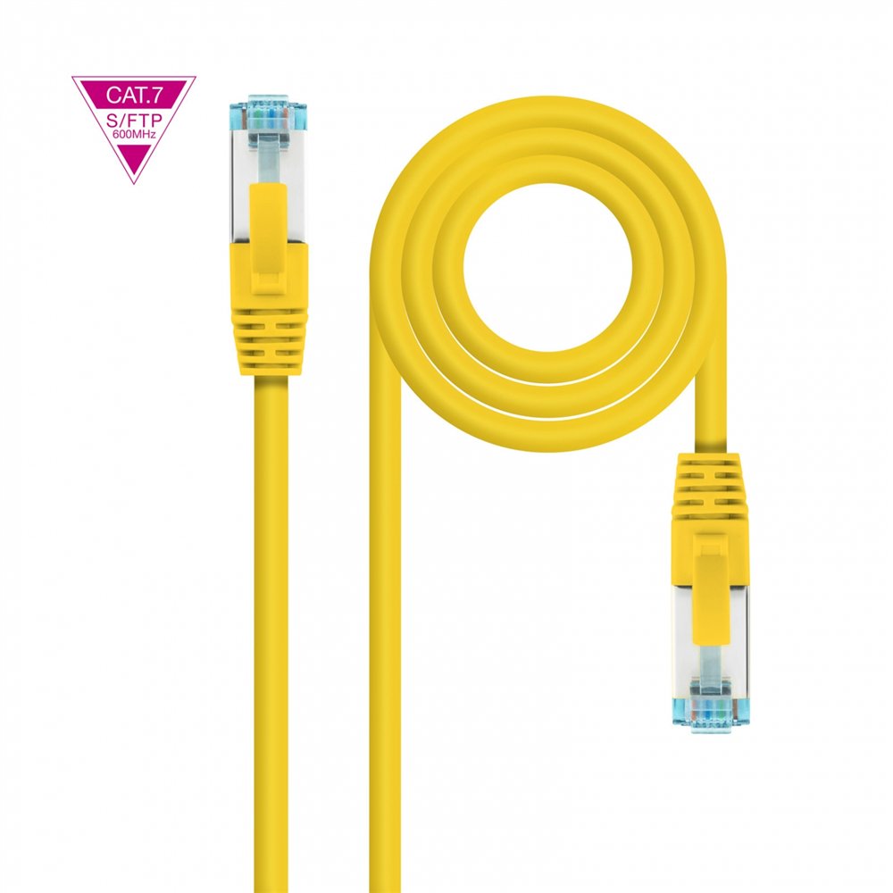 nanocable cable de red cat.7 600mhz lszh sftp pimf awg26, amarillo, 2 m