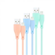 nanocable 3 cables lightning a usb 2.0, lightning/m-usb a/m, rosa, azul y verde, 1 m
