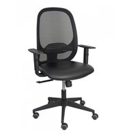 piqueras y crespo silla cilanco negra malla negra asiento similpiel negro brazo regulable.