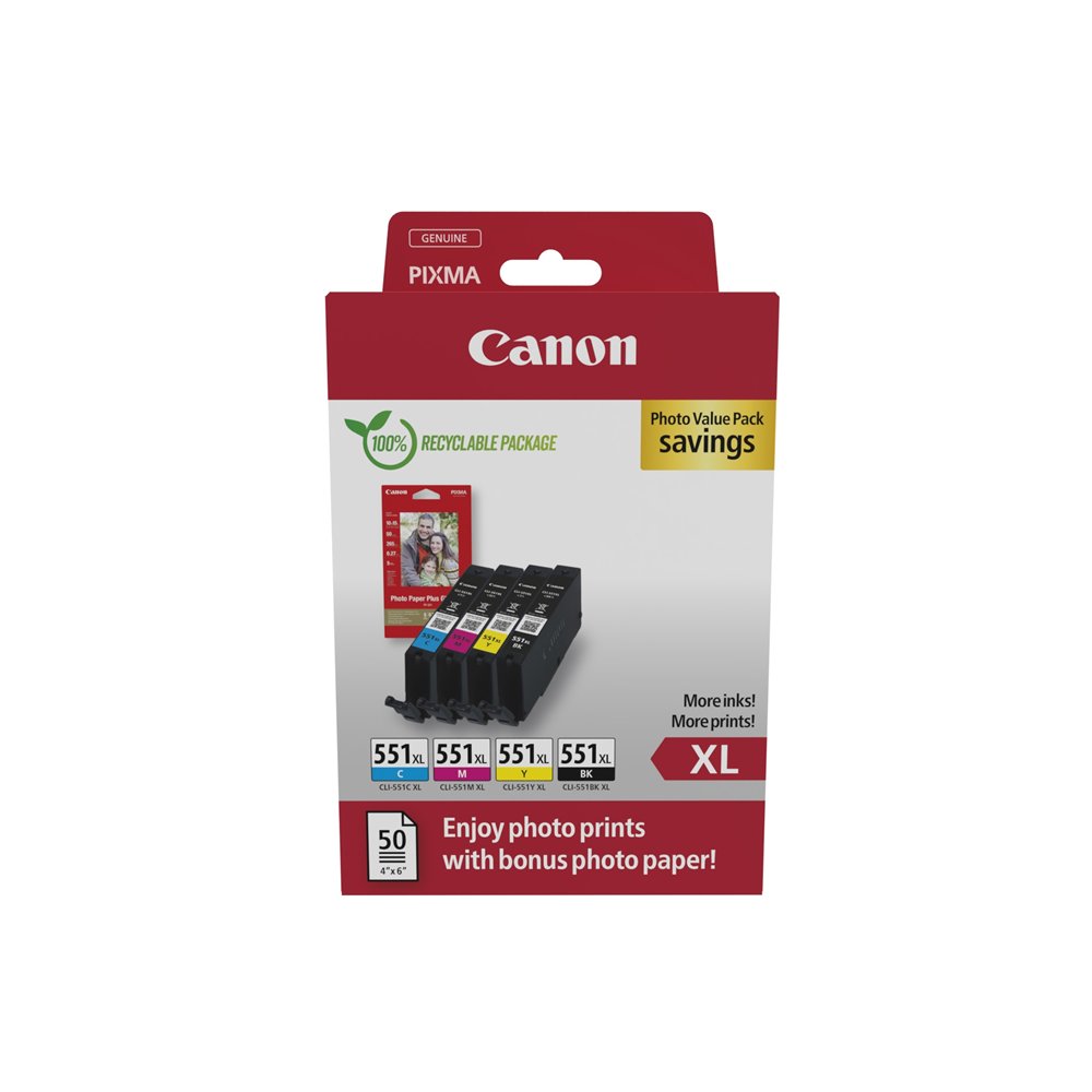 canon 6443b008 cartucho de tinta 4 pieza(s) original alto rendimiento (xl) negro, cian, magenta, amarillo