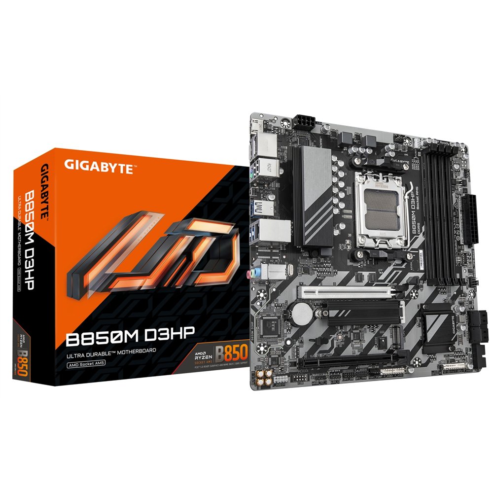 gigabyte b850m d3hp placa base - procesadores amd ryzen serie 9000, 5+2+2 fases vrm digitales, hasta 8200mhz ddr5 (oc), 1xpcie 5
