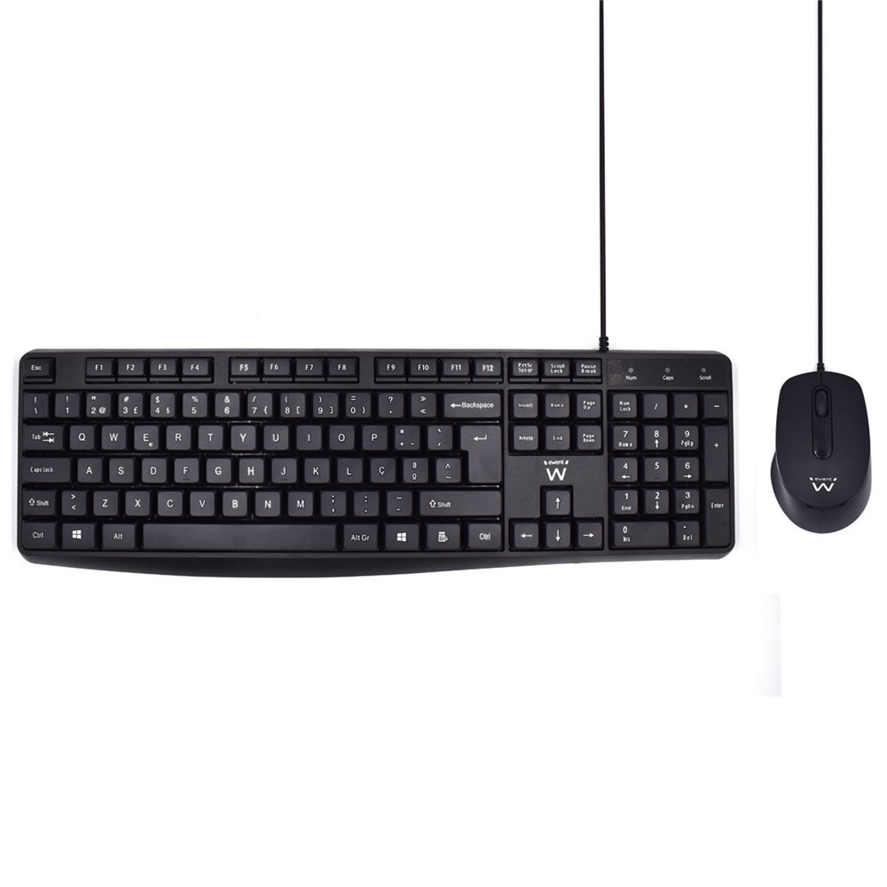 ewent ew3007 teclado ratón incluido oficina usb qwerty portugués negro