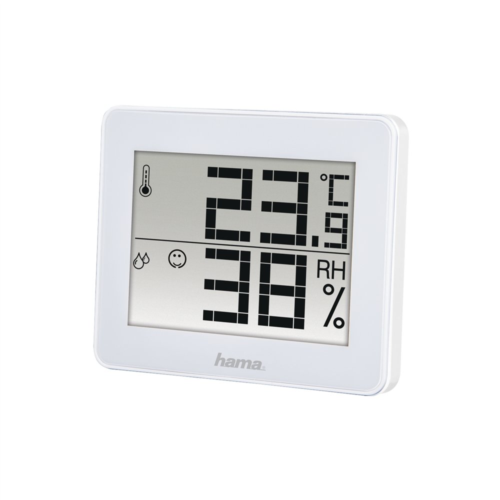 hama | termómetro e higrómetro digital (control de humedad y temperatura de interiores, almacenamiento de datos), color blanco