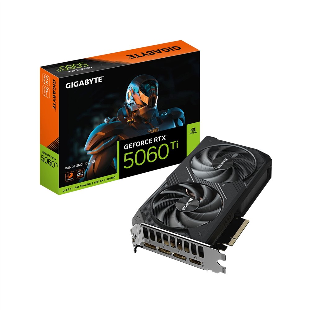 gigabyte geforce rtx 5060 ti windforce oc 8g tarjeta gráfica – 8 gb gddr7, 128 bits, pci-e 5.0, 2587 mhz frecuencia del núcleo, 