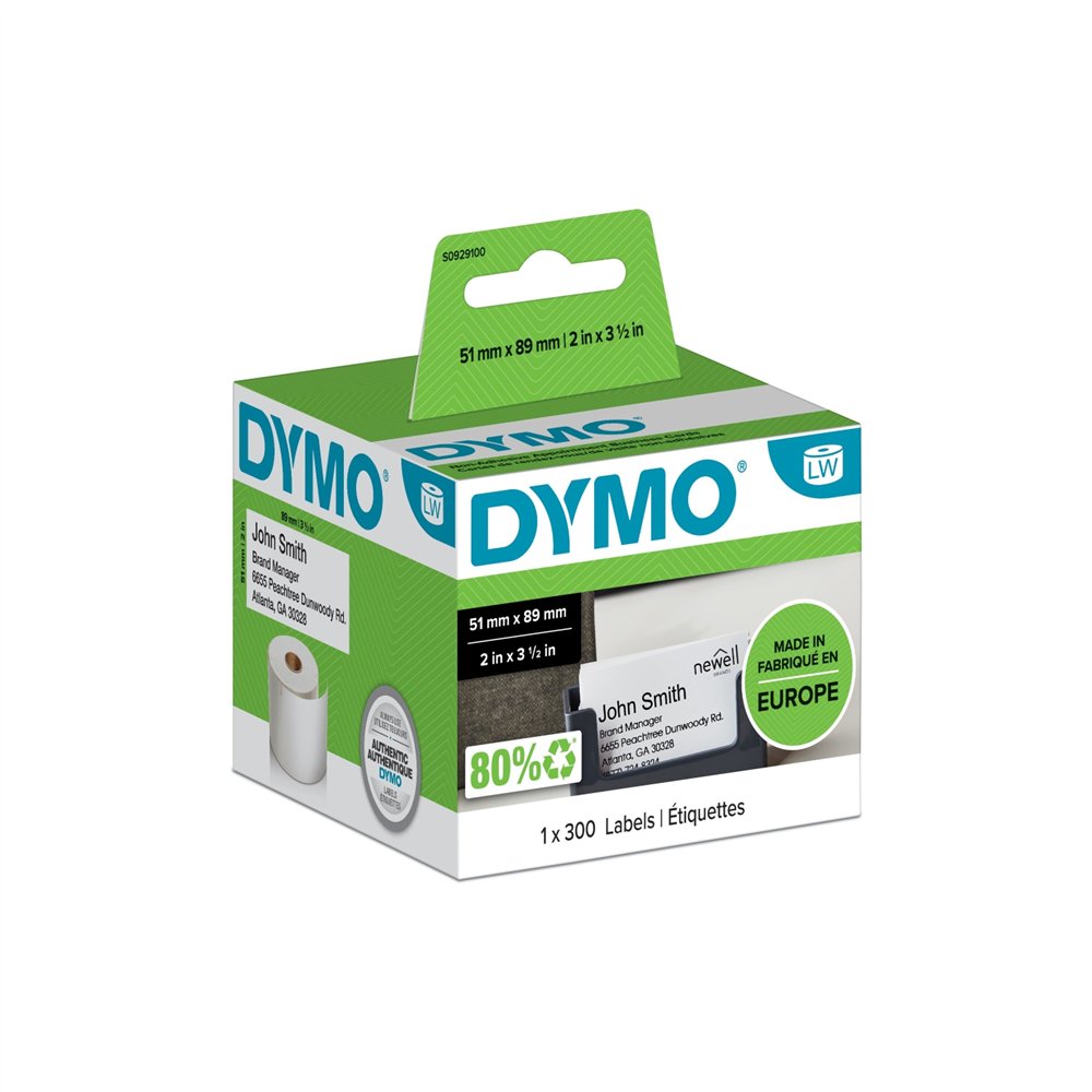 dymo lw -tarjetas de identifi cación / recordatorios de citas- 51 x 89 mm - s0929100