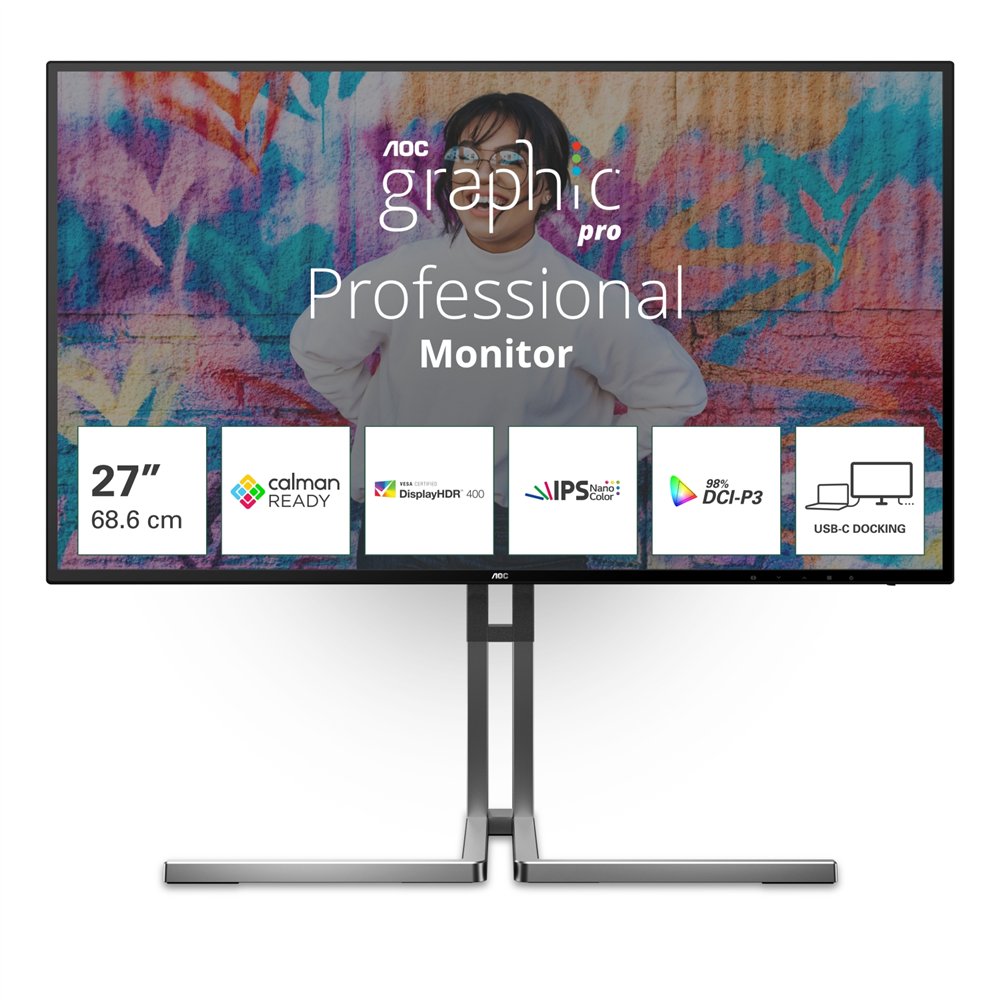 aoc u27u3cv pantalla para pc 68,6 cm (27") 3840 x 2160 pixeles 4k ultra hd lcd negro