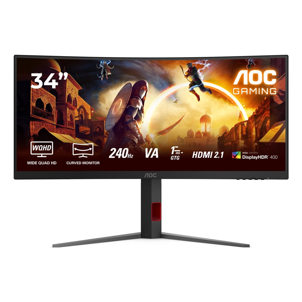 aoc g4 cu34g4z pantalla para pc 86,4 cm (34") 3440 x 1440 pixeles wide quad hd led negro, rojo