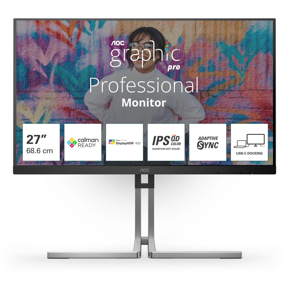aoc q27u3cv pantalla para pc 68,6 cm (27") 2560 x 1440 pixeles 4k ultra hd lcd negro