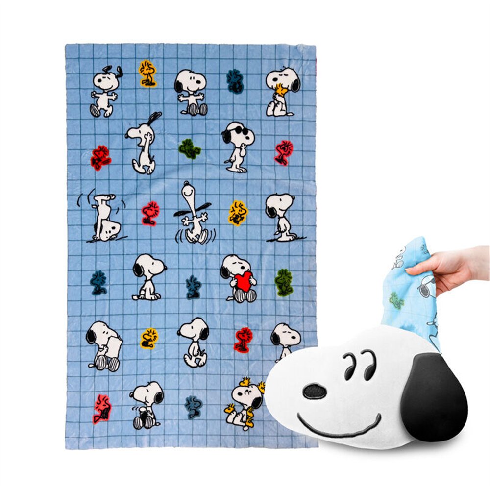 almohada y manta de viaje 2 en 1 snoopy & woodstock snoopy