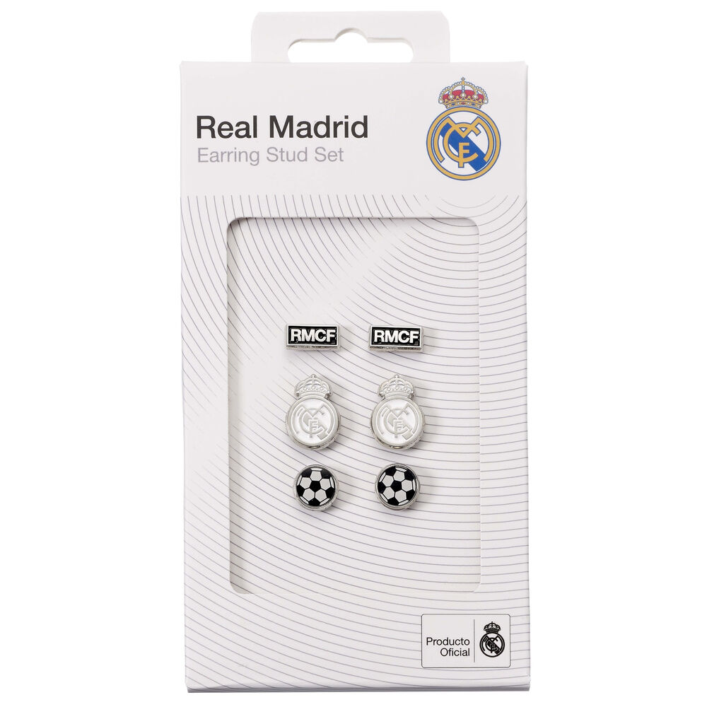 set 3 pares de pendientes real madrid