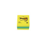 notas adhesivas post-it mini cubo 51 x 51 mm amarillo limon compuesto por los colores amarillo, verde y azul. 400 hojas/ cubo ft