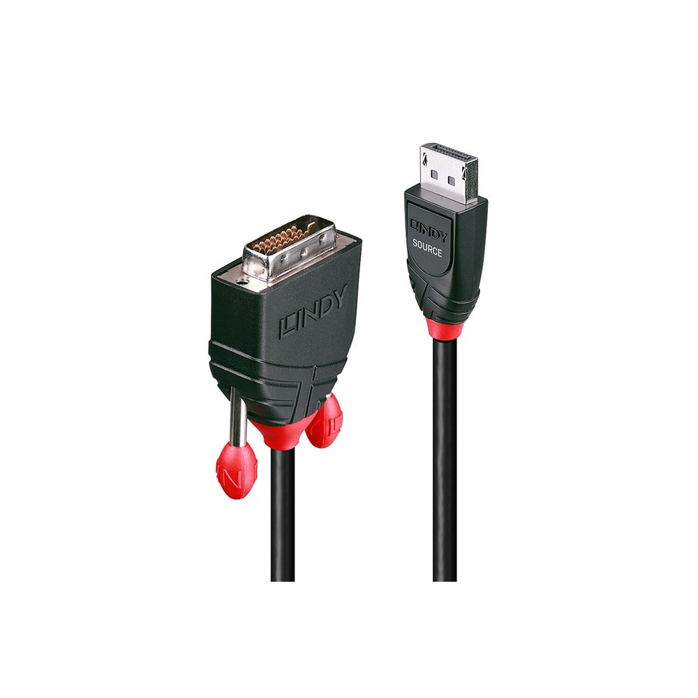 lindy 41492 adaptador de cable de ví­deo 3 m dvi-d displayport negro