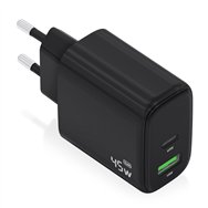 aisens cargador gan 45w, 1xusb-c pd3.0 qc4.0, 1xusb-a qc3.0, negro