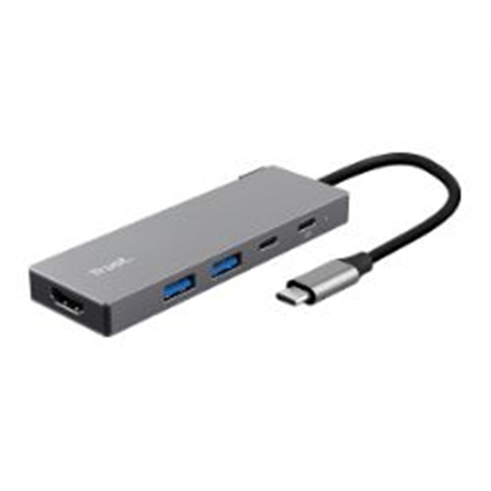 adaptador trust dalyx 5en1 usb-c gris (26062)
