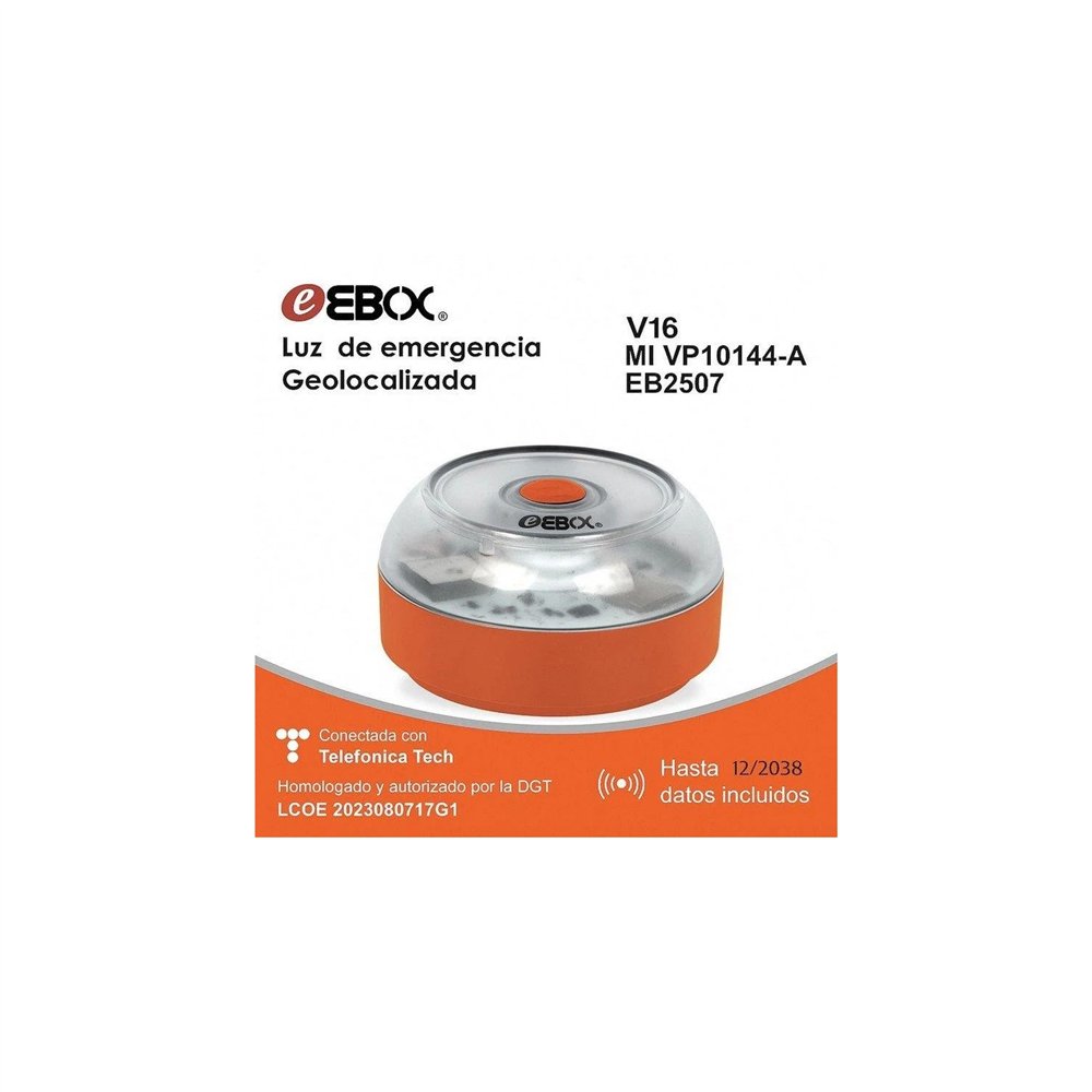 ebox baliza v16 mi vp10144-a homologada dgt geolocalizada base magnética naranja