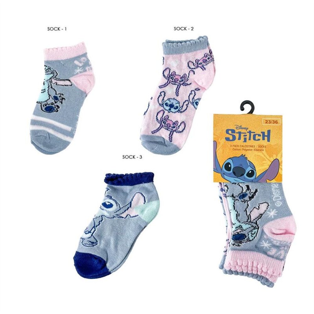 set 3 pares calcetines stitch disney surtido