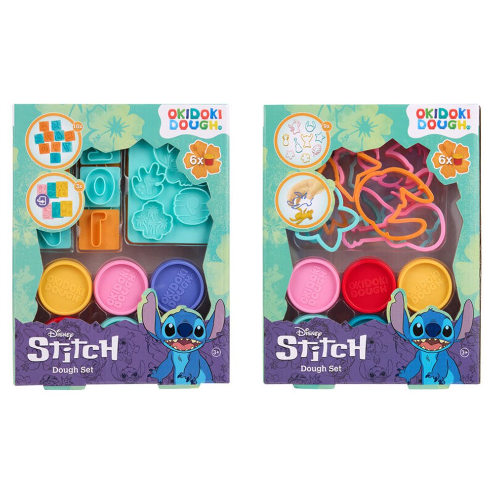blister 6 mini botes plastilina + moldes stitch disney surtido