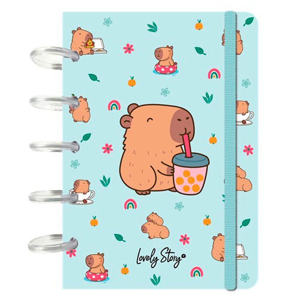 cuaderno a6 bubble tea capibara