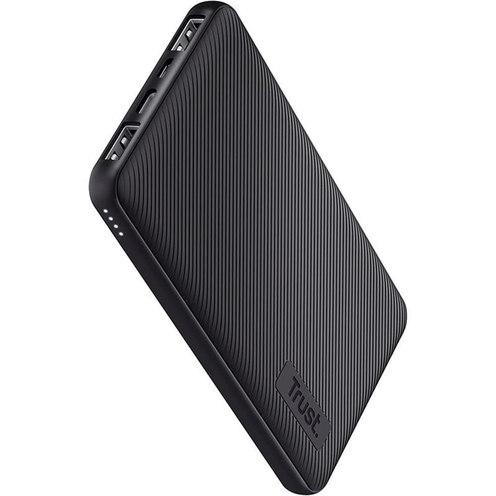 powerbank trust primo slim 5000mah 2a usb + usb-c + micro-usb eco black