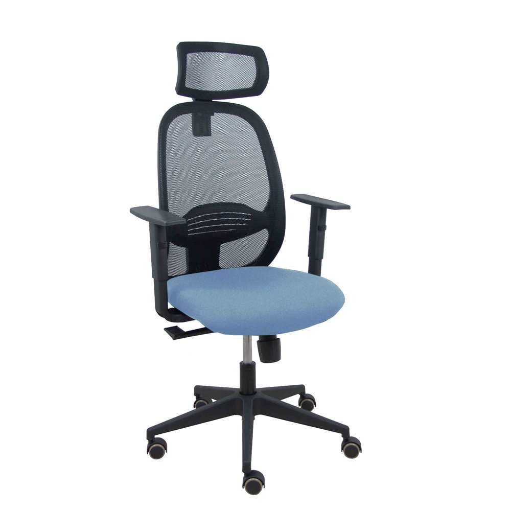 piqueras y crespo silla cilanco negra malla negra asiento bali azul cielo brazo regulable cabecero regulable