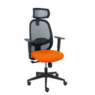 piqueras y crespo silla cilanco negra malla negra asiento bali naranja oscuro brazo regulable cabecero regulable