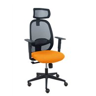 piqueras y crespo silla cilanco negra malla negra asiento bali naranja brazo regulable cabecero regulable