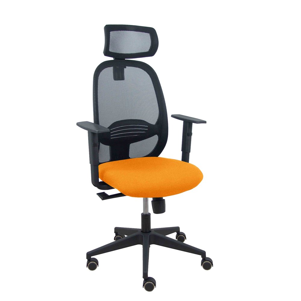 piqueras y crespo silla cilanco negra malla negra asiento bali naranja brazo regulable cabecero regulable