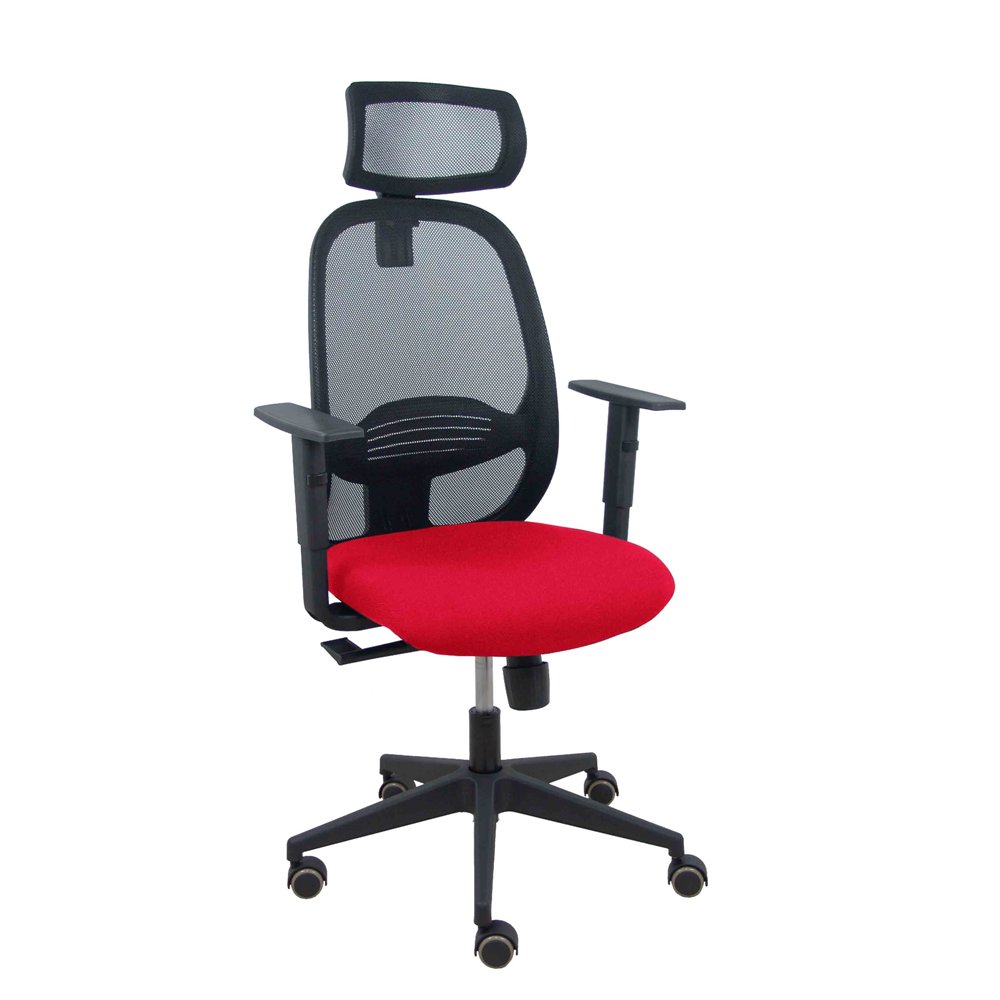 piqueras y crespo silla cilanco negra malla negra asiento bali rojo brazo regulable cabecero regulable