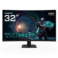 gigabyte gs32qca 31.5" monitor curvo para gaming qhd - 2560 x 1440, 180hz, 1ms, 250 cd/m², freesync, hdr ready, hdmi 2.0, displa
