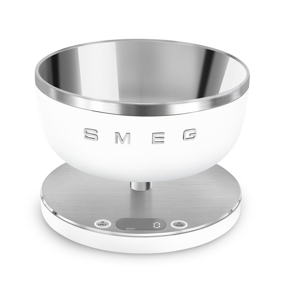 smeg ksc01whmww báscula de cocina acero inoxidable, blanco encimera alrededor báscula electrónica de cocina