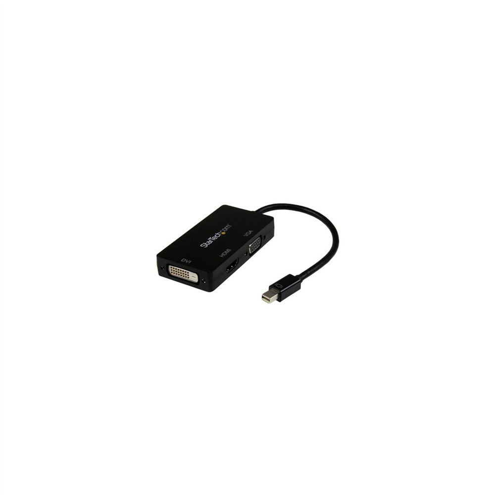 startech.com adaptador conversor de mini displayport a vga dvi o hdmi - convertidor a/v 3 en 1 para viajes - negro