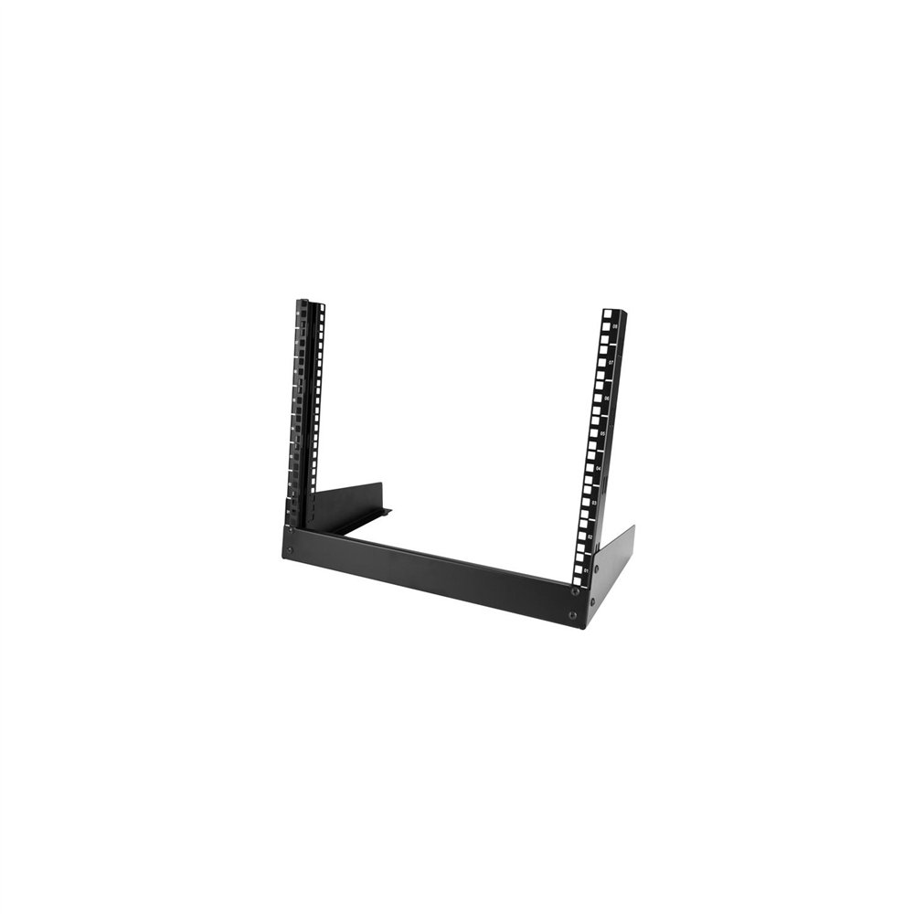 startech.com rack de sobremesa de 8u de 2 columnas - armario rack de servidores con marco abierto - negro