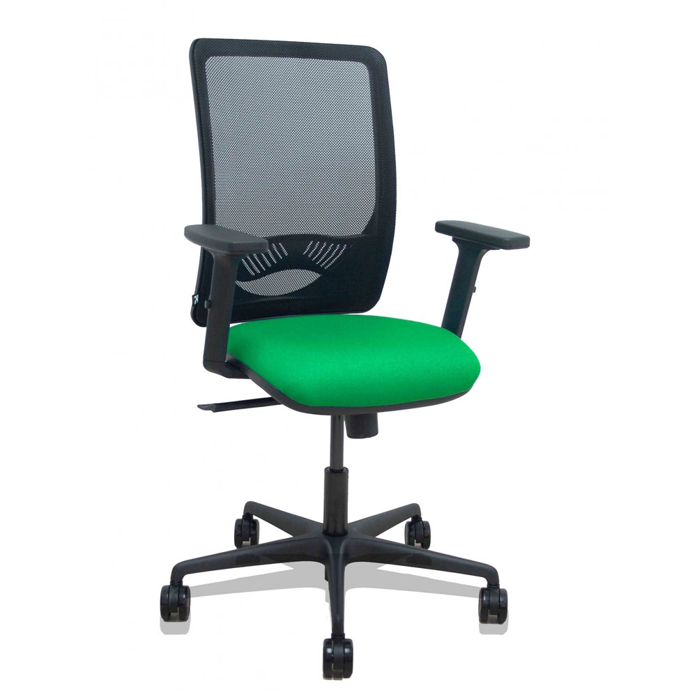 piqueras y crespo silla zulema sincro malla negra asiento bali verde brazos 2d ruedas 65mm