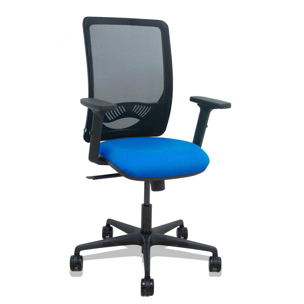 piqueras y crespo silla zulema sincro malla negra asiento bali azul brazos 2d ruedas 65mm