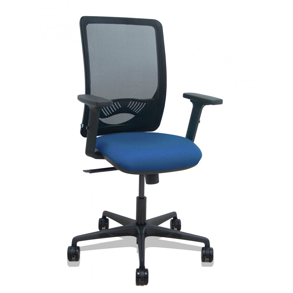 piqueras y crespo silla zulema sincro malla negra asiento bali azul marino brazos 2d ruedas 65mm