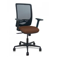 piqueras y crespo silla zulema sincro malla negra asiento bali marron oscuro brazos 2d ruedas 65mm