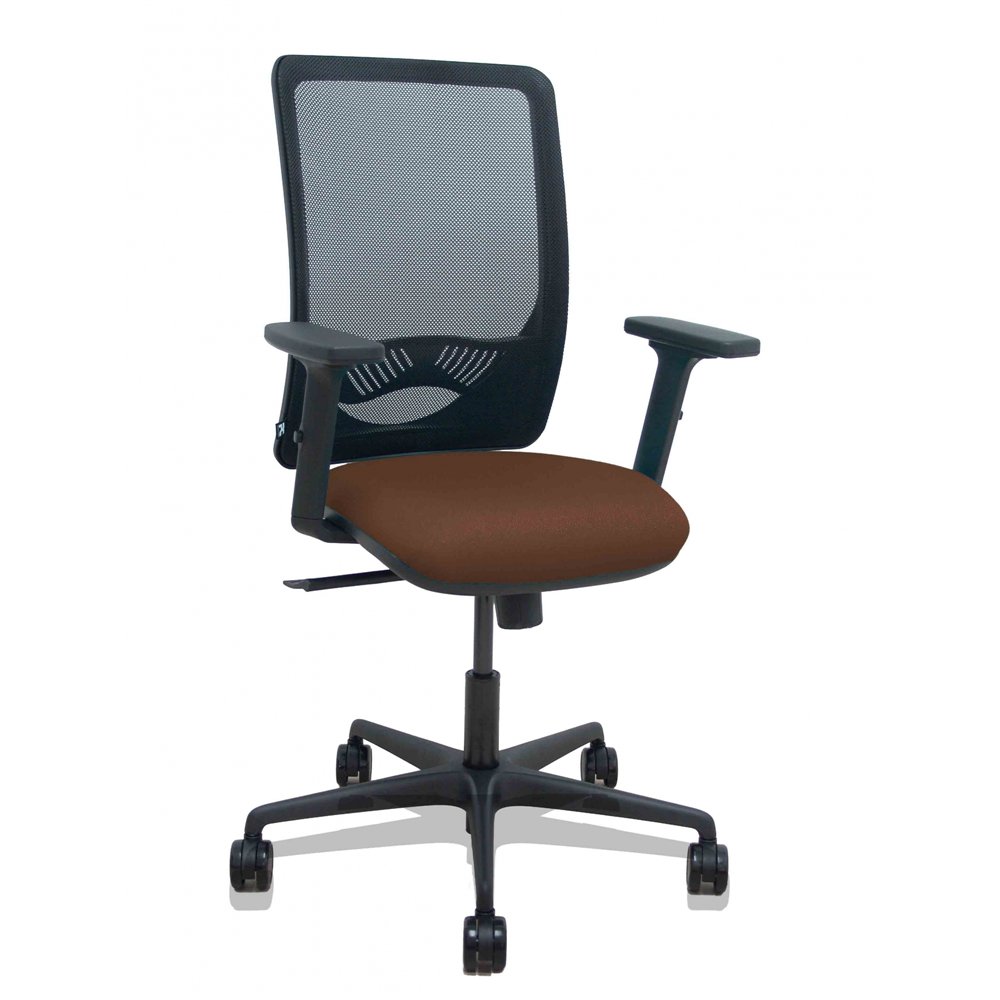 piqueras y crespo silla zulema sincro malla negra asiento bali marron oscuro brazos 2d ruedas 65mm