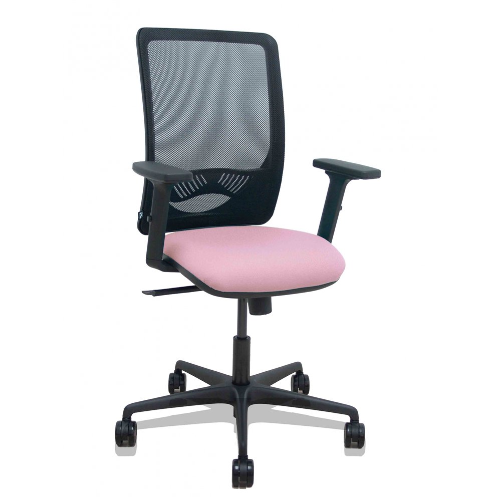 piqueras y crespo silla zulema sincro malla negra asiento bali rosa brazos 2d ruedas 65mm