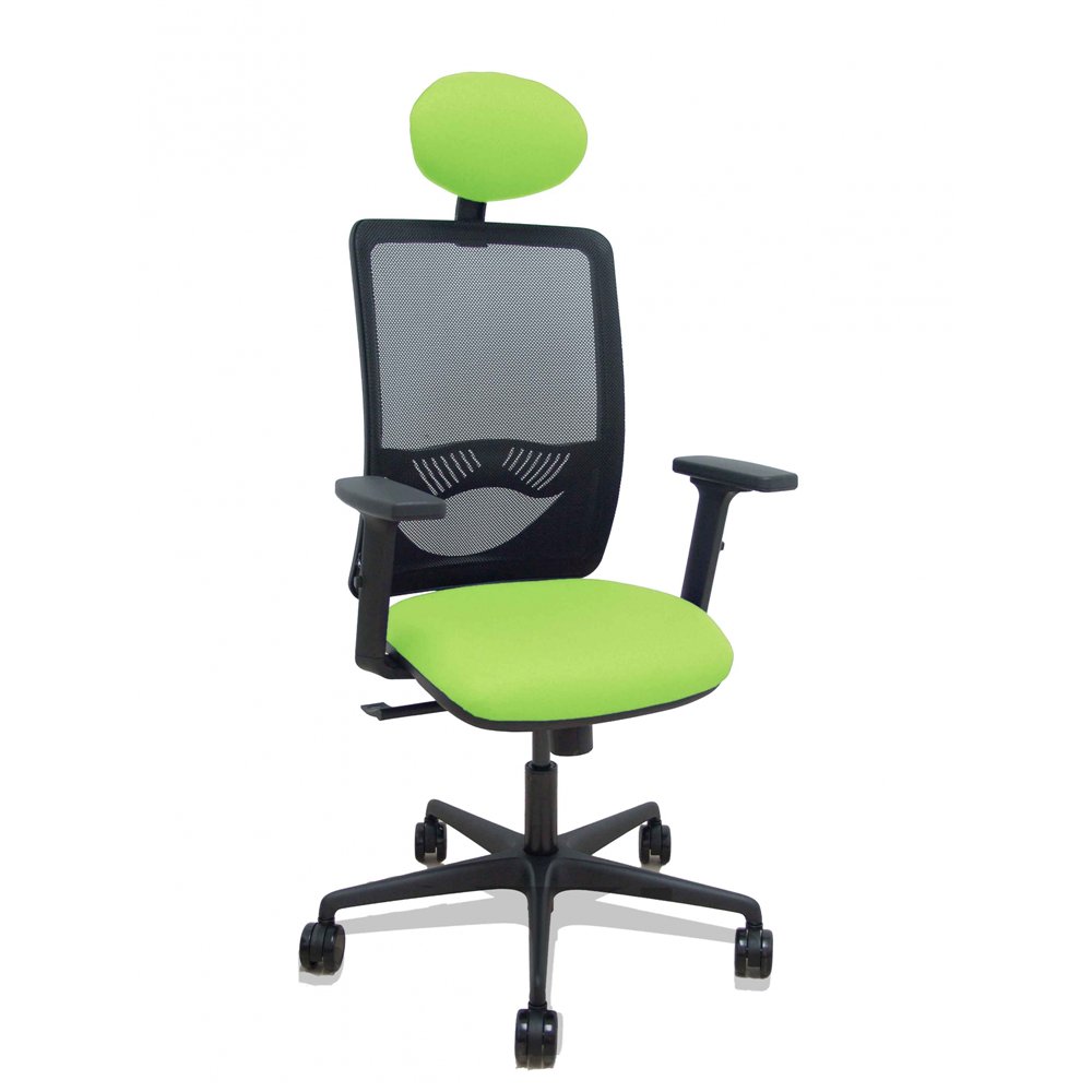 piqueras y crespo silla zulema sincro malla negra asiento bali pistacho brazos 2d ruedas 65mm cabecero