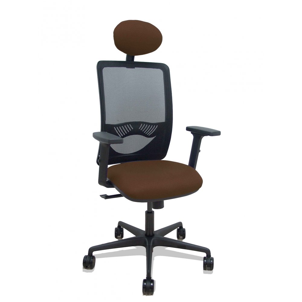 piqueras y crespo silla zulema sincro malla negra asiento bali marron oscuro brazos 2d ruedas 65mm cabecero