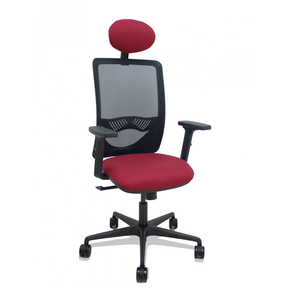 piqueras y crespo silla zulema sincro malla negra asiento bali granate brazos 2d ruedas 65mm cabecero