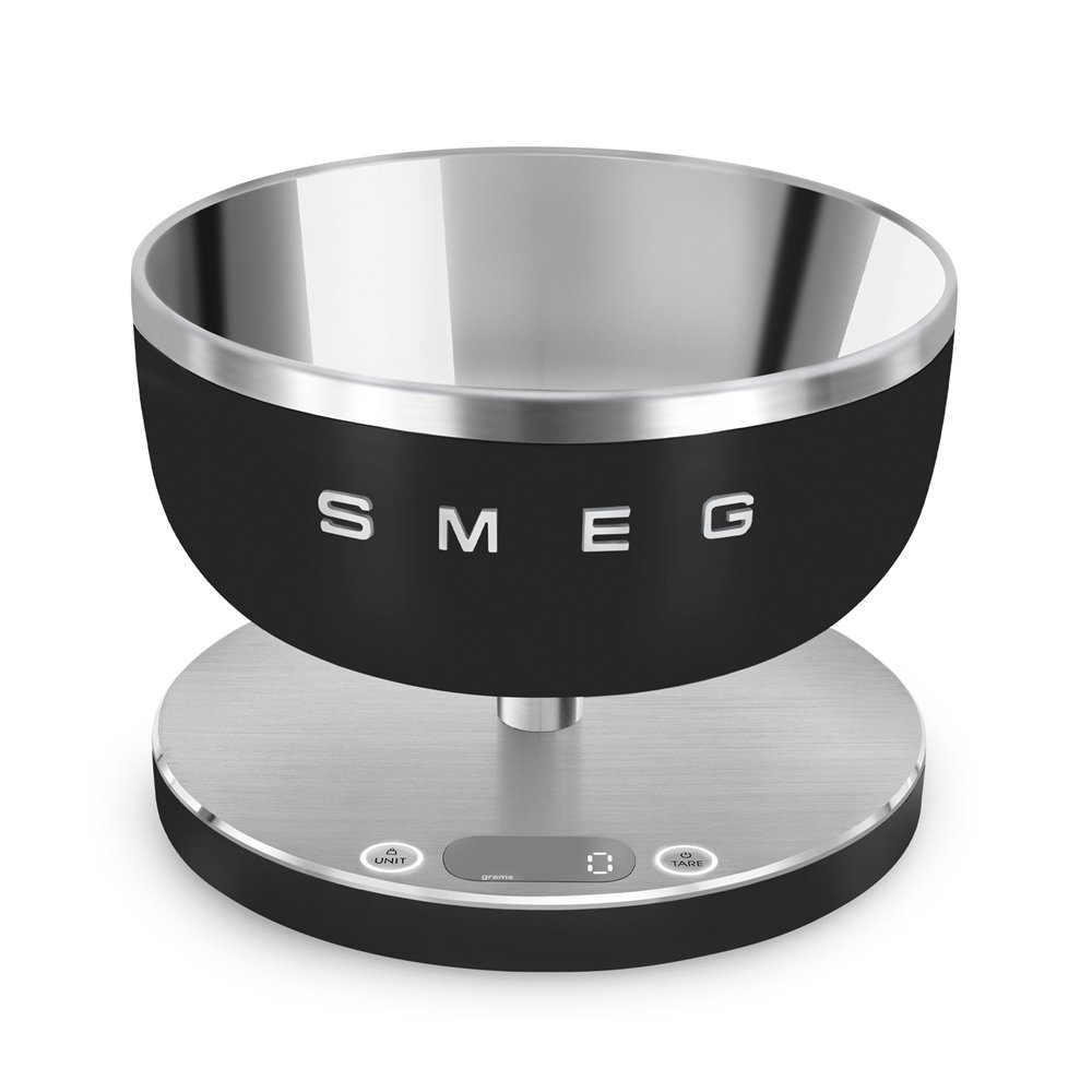 smeg ksc01blmww báscula de cocina negro, acero inoxidable encimera alrededor báscula electrónica de cocina