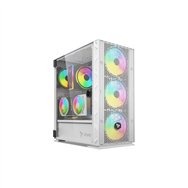 savio raptor white x1 argb glass/mesh white computer case midi tower blanco