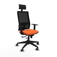 piqueras y crespo horna traslack malla negra bali naranja brazos 1d base piramidal cabecero fijo ruedas 65mm engomadas