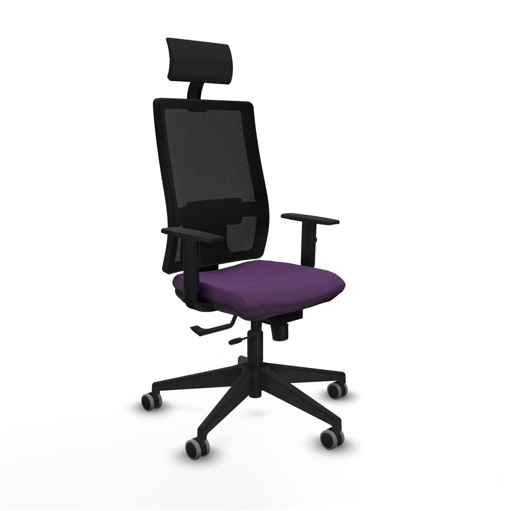 piqueras y crespo horna traslack malla negra bali morado brazos 1d base piramidal cabecero fijo ruedas 65mm engomadas