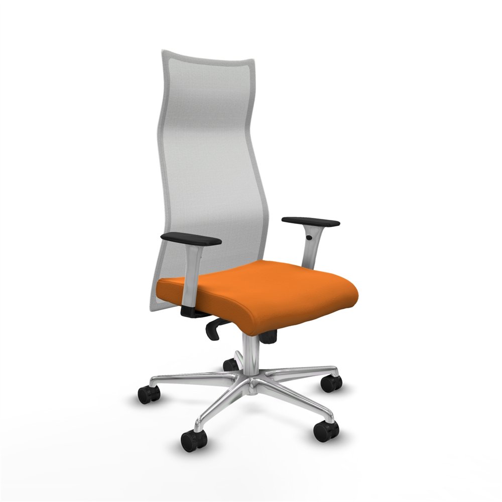 piqueras y crespo albacete malla sincro malla blanca similpiel naranja brazos blancos base aluminio ruedas 65 mm nailon