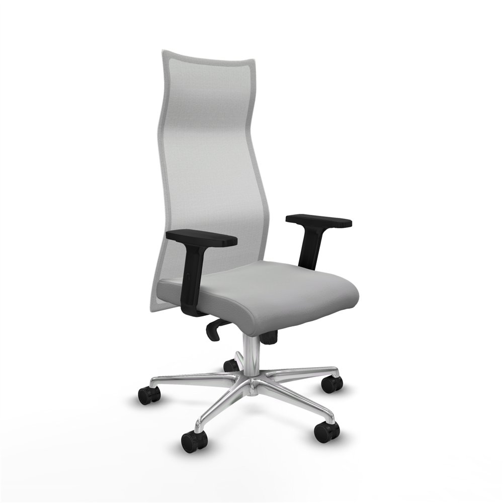piqueras y crespo albacete malla sincro malla blanca similpiel gris claro brazos 2d base aluminio ruedas 65 mm nailon