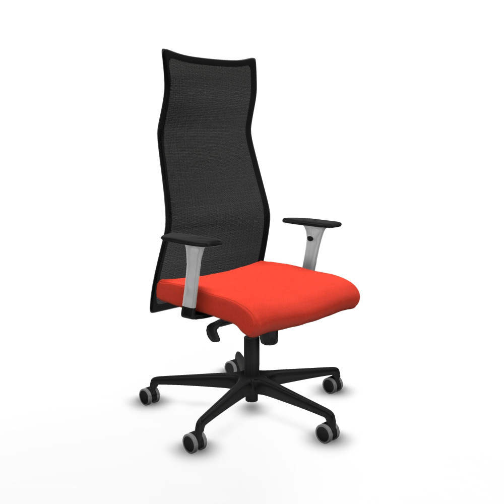 piqueras y crespo albacete malla sincro malla negra bali naranja oscuro brazos blancos base nailon ruedas 65mm engomadas